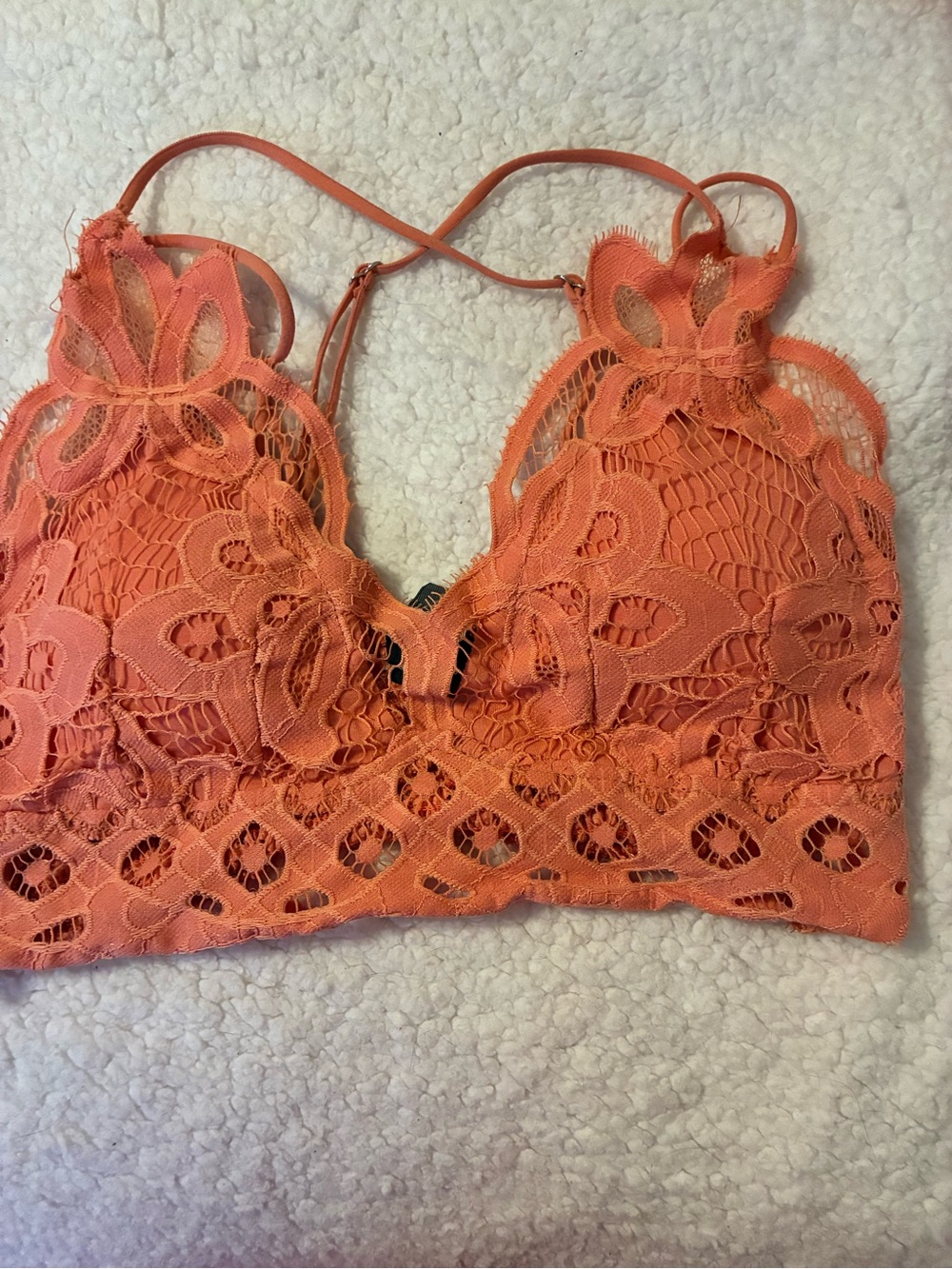 Alya Coral Lace Bralette with Floral Appliqué
